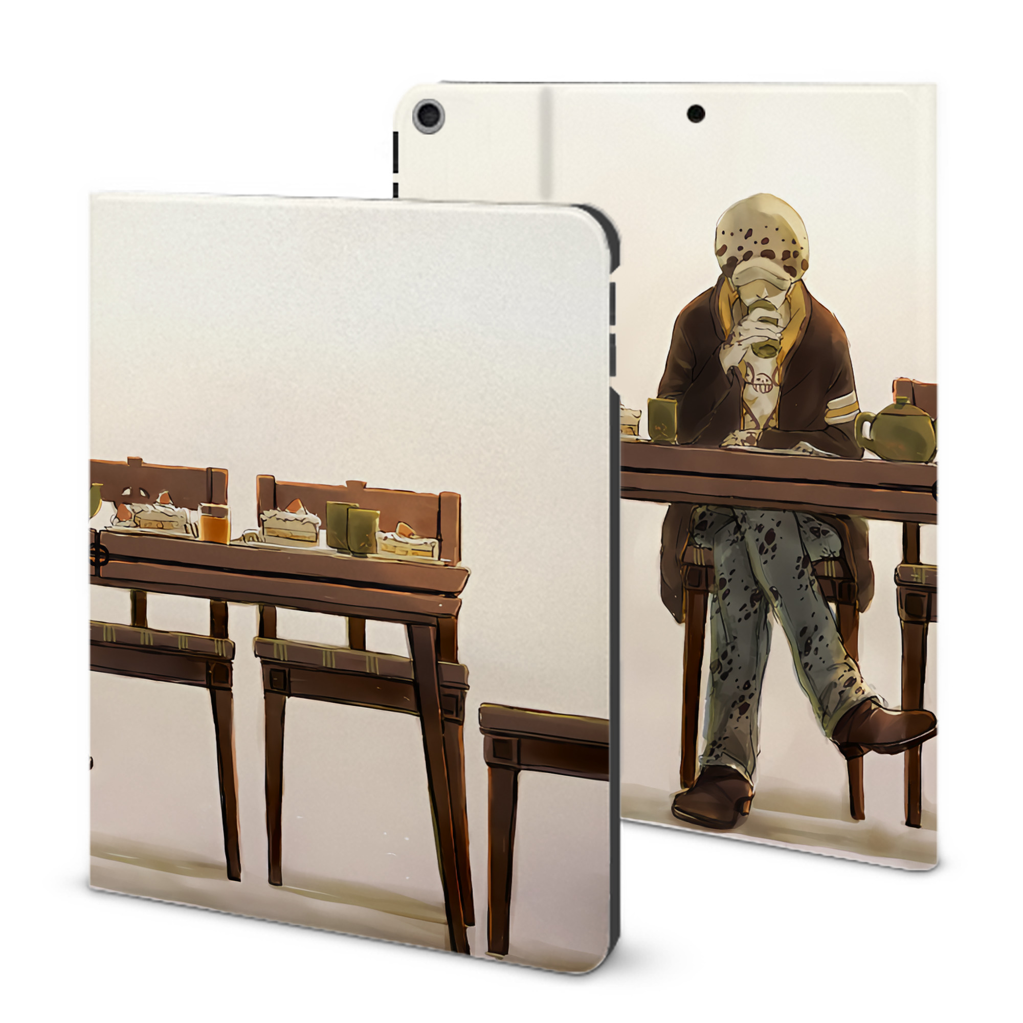 ワンピース ONE PIECE IPad ケース ブック型 PUレザー TPU 耐衝撃 軽量 薄型 ペン収納なし 全面保護 IPad 各モデル対応